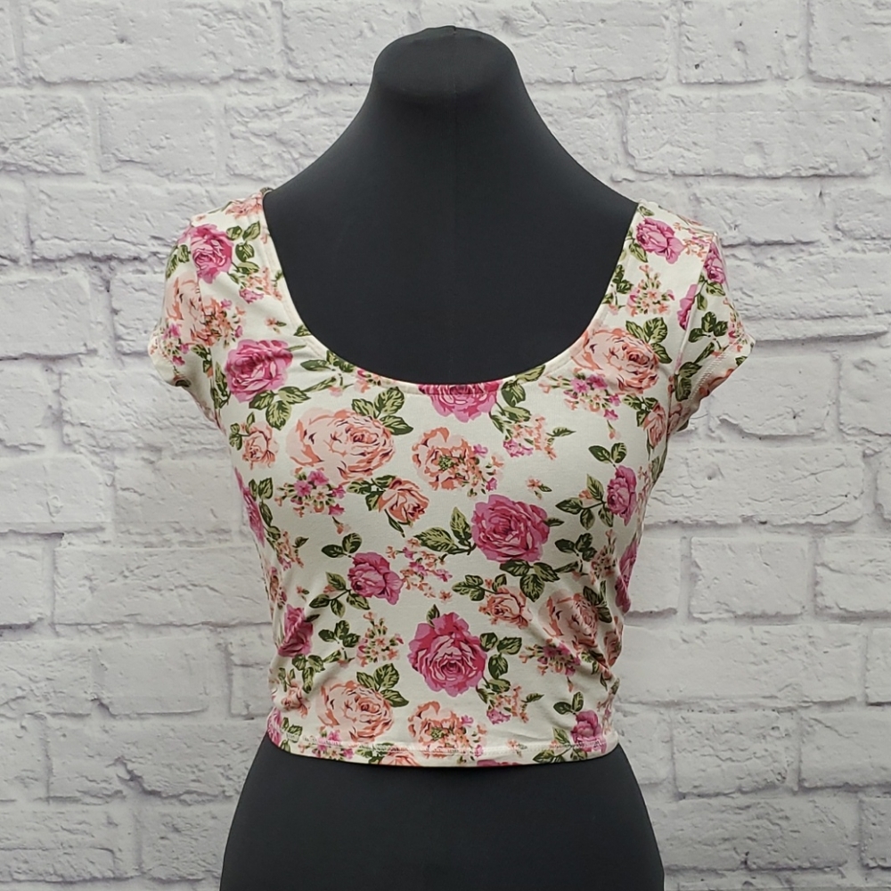 F21 Floral Crop Top - Sz Small